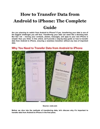 Meta Description: Learn how to transfer data from Android to iPhone easily with