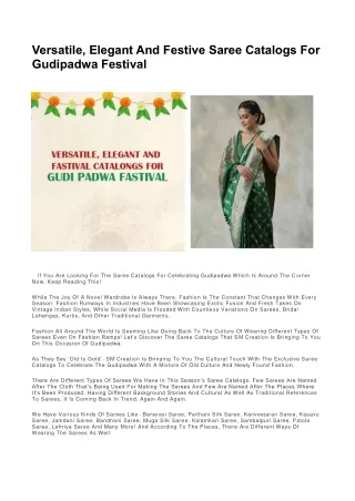 Versatile, Elegant And Festive Saree Catalogs For Gudipadwa Festival