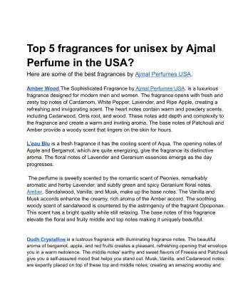 Top 5 fragrances for unisex by Ajmal Perfume (1)