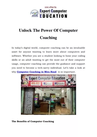 Computer Coaching in Mira Road Call-9619990689