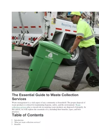 The Essential Guide to Waste Collection Services