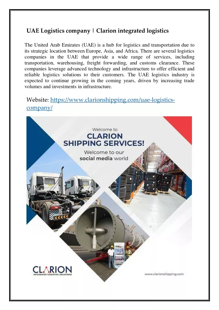 uae logistics company clarion integrated