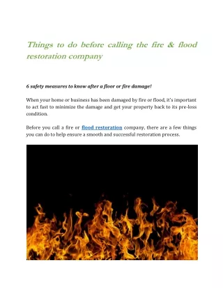 Things to do before calling the fire & flood restoration company