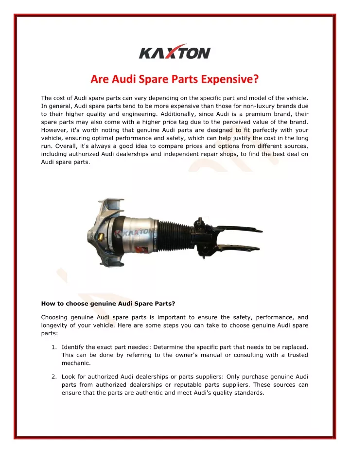 are audi spare parts expensive
