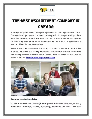 The Best Recruitment Company in Canada