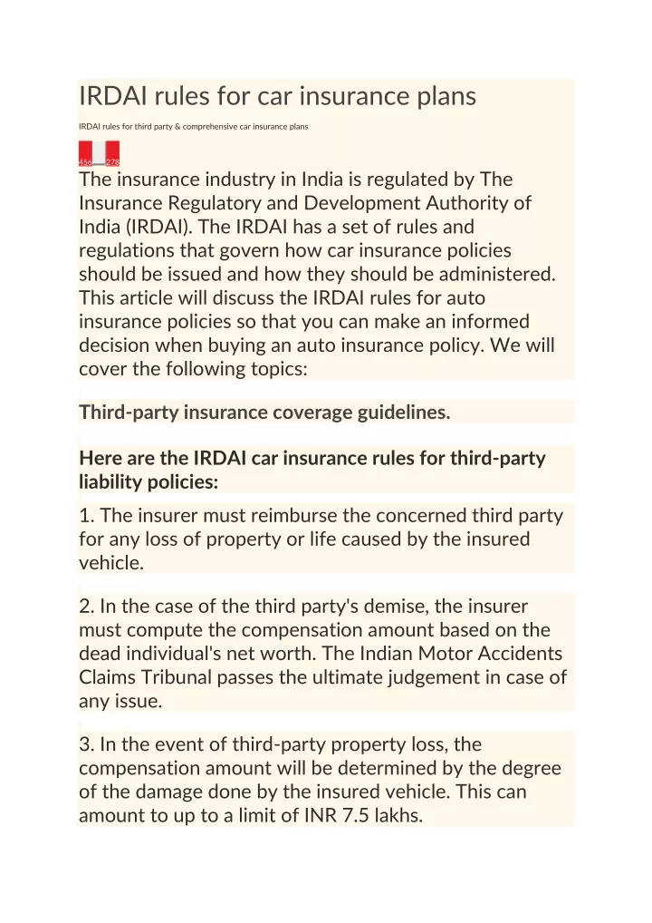 irdai rules for car insurance plans