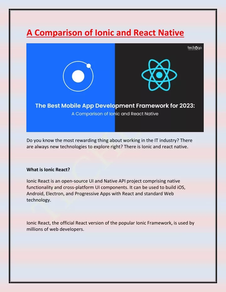 a comparison of ionic and react native