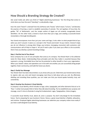 How Should a Branding Strategy Be Created_