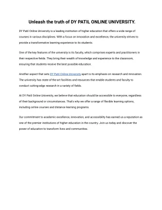 unleash the truth of dy patil online university