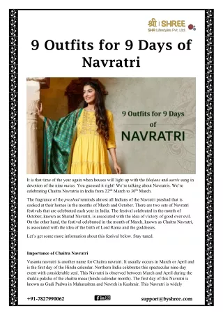 9 outfits for 9 days of navratri