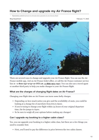 How to Change and upgrade my Air France flight