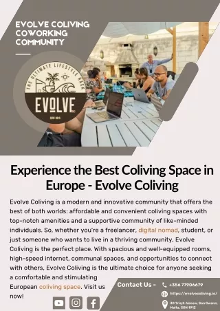 Experience the Best Coliving Space in Europe - Evolve Coliving