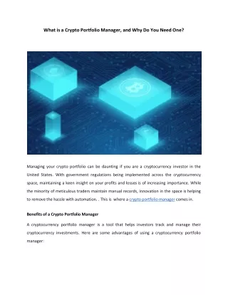 what is a crypto portfolio manager