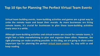 Top 10 tips for Planning The Perfect Virtual Team Events