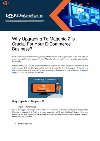 why upgrading to magento 2 is crucial for your