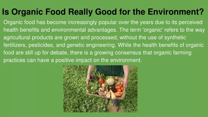 is organic food really good for the environment