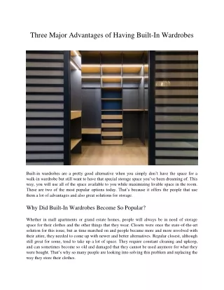 three major advantages of having built
