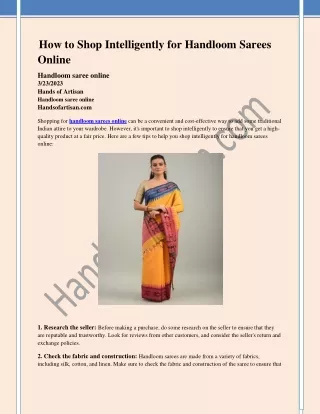 How to Shop Intelligently for Handloom Sarees Online