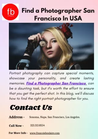 Find a Photographer San Francisco In USA