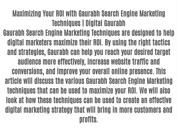 maximizing your roi with gaurabh search engine