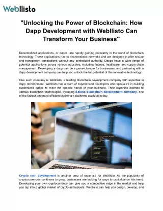 _Unlocking the Power of Blockchain_ How Dapp Development with Webllisto Can Transform Your Business_