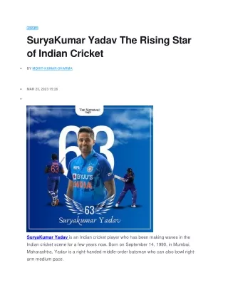 people suryakumar yadav the rising star of indian