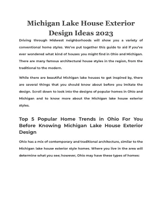 Michigan Lake House Exterior Design Ideas 2023