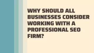 Why Should All Businesses Consider Working With A Professional SEO Firm