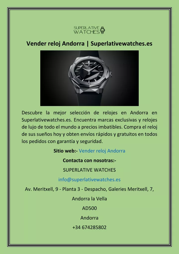 vender reloj andorra superlativewatches es