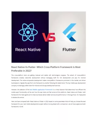 React Native Vs Flutter- Which Cross-Platform Framework Is Most Preferable in 2022