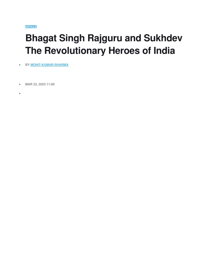 article bhagat singh rajguru and sukhdev