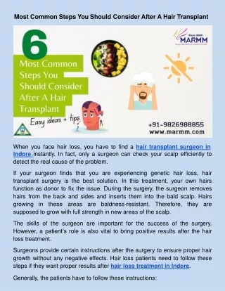 Most Common Steps You Should Consider After A Hair Transplant