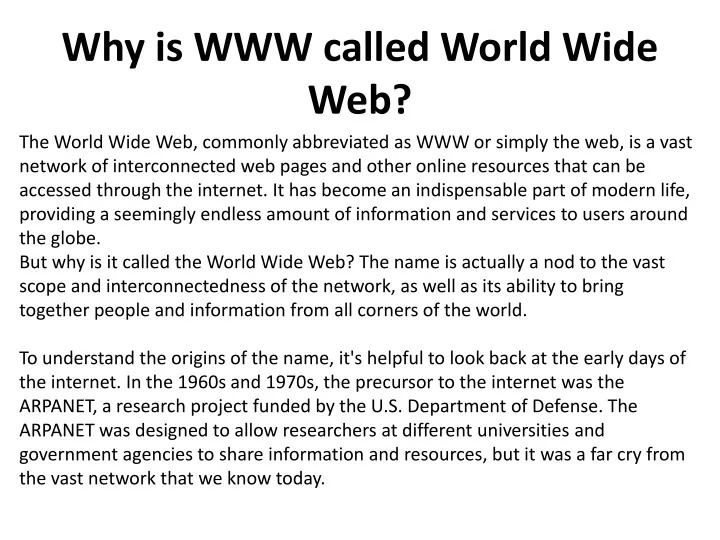 why is www called world wide web