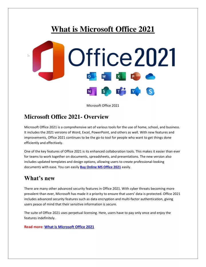 what is microsoft office 2021