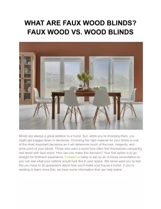 WHAT ARE FAUX WOOD BLINDS