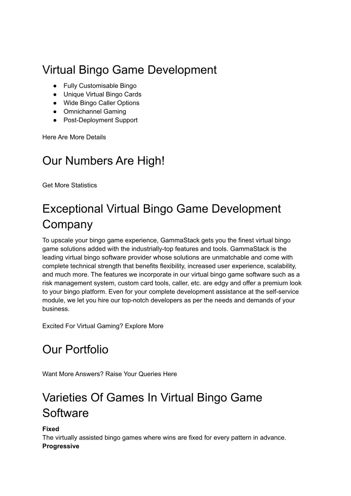 virtual bingo game development
