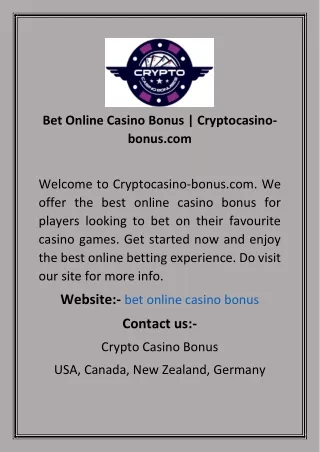 Bet Online Casino Bonus  Cryptocasino-bonus