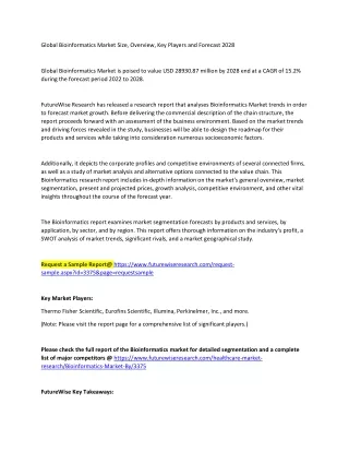 global bioinformatics market size overview