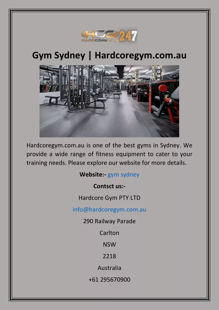 gym sydney hardcoregym com au