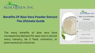 Benefits Of Aloe Vera Powder Extract- The Ultimate Guide