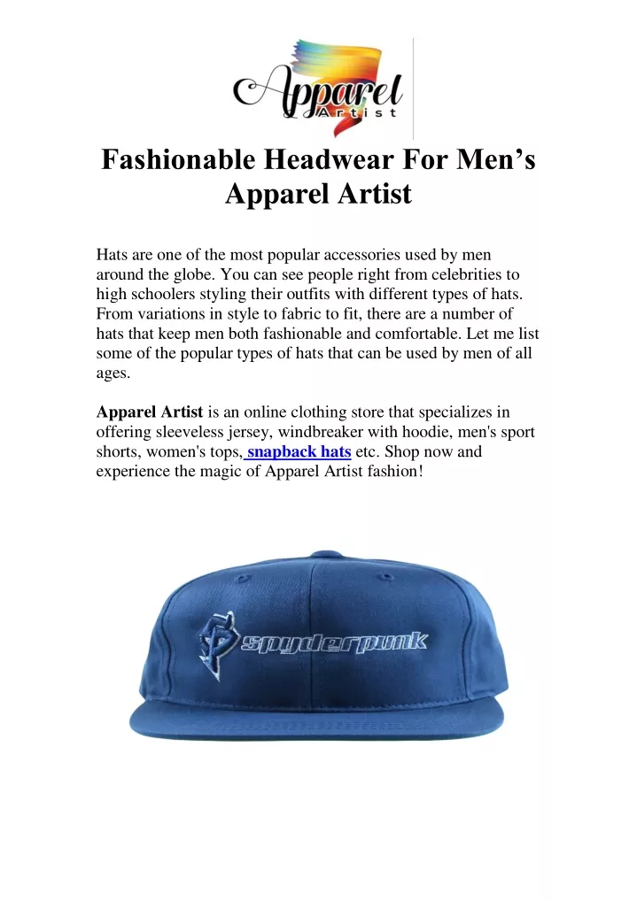 fashionable headwear for men s apparel artist