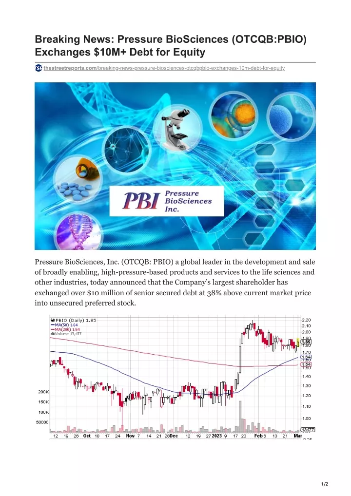 breaking news pressure biosciences otcqb pbio