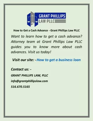 How to Get a Cash Advance  Grant Phillips Law PLLC