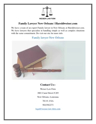 Family Lawyer New Orleans | Haroldweiser.com