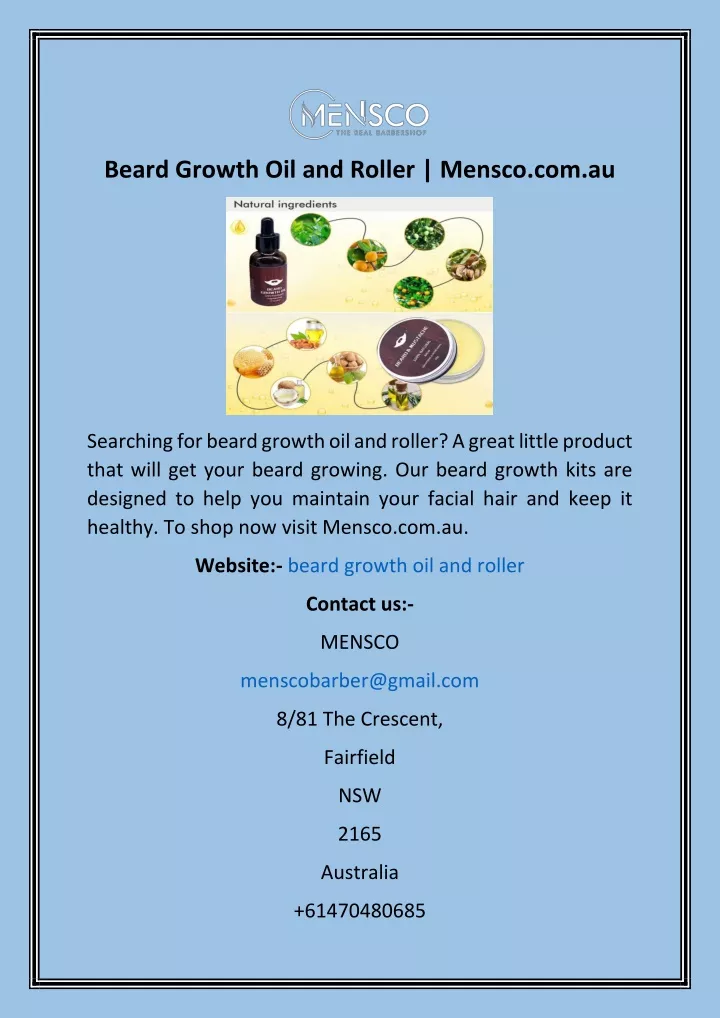 beard growth oil and roller mensco com au