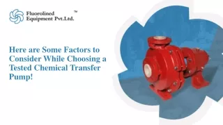Here are Some Factors to Consider While Choosing a Tested Chemical Transfer Pump