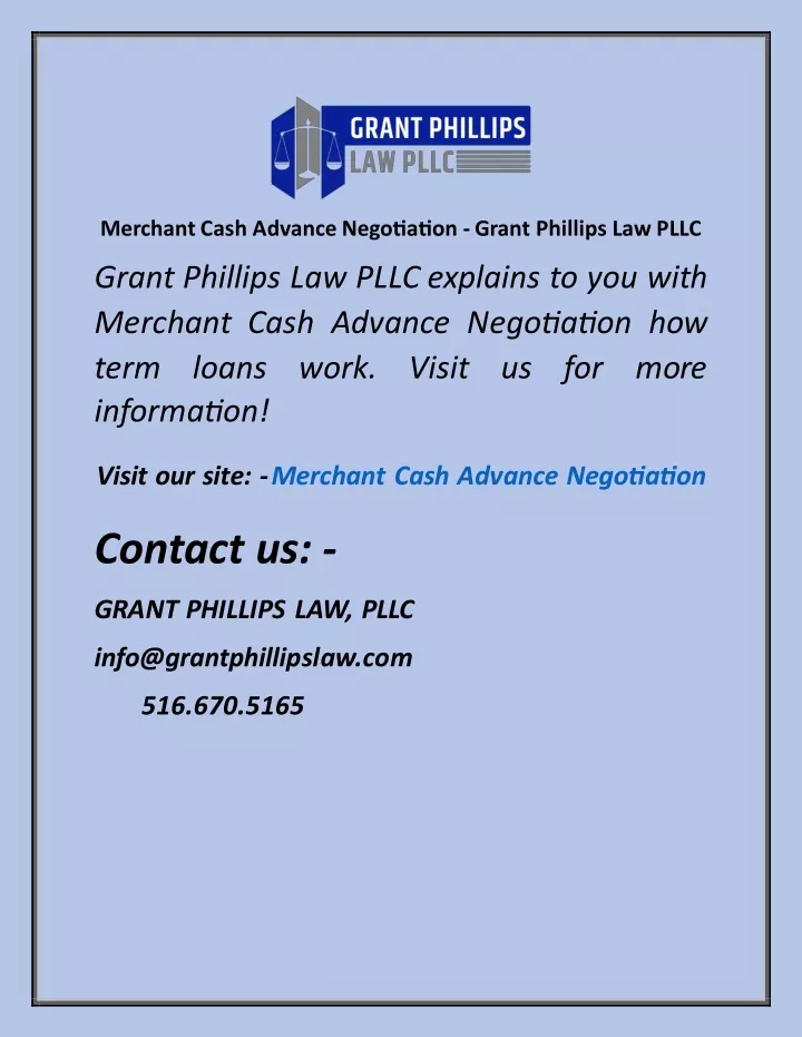 merchant cash advance negotiation grant phillips