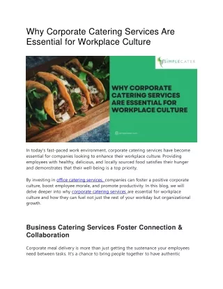 Food for Thought Why Corporate Catering is the Secret Ingredient to Workplace Culture  SimpleCater