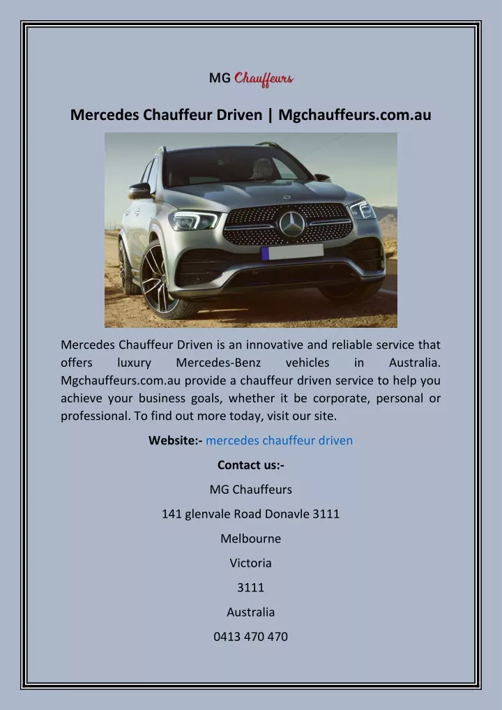 mercedes chauffeur driven mgchauffeurs com au