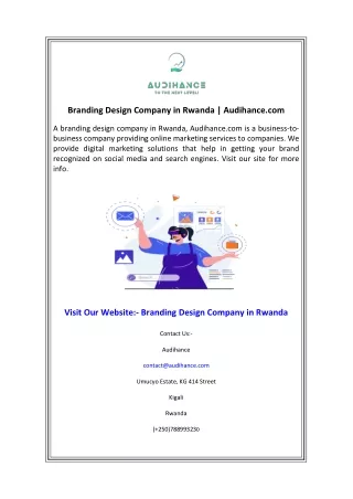 Branding Design Company in Rwanda  Audihance.com